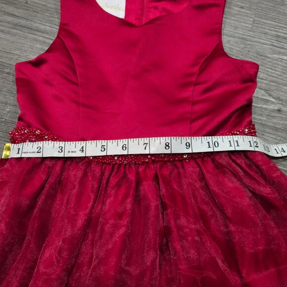 Cinderella Red Sleeveless Beaded Holiday Formal Girl's Dress - Picture 8 of 10
